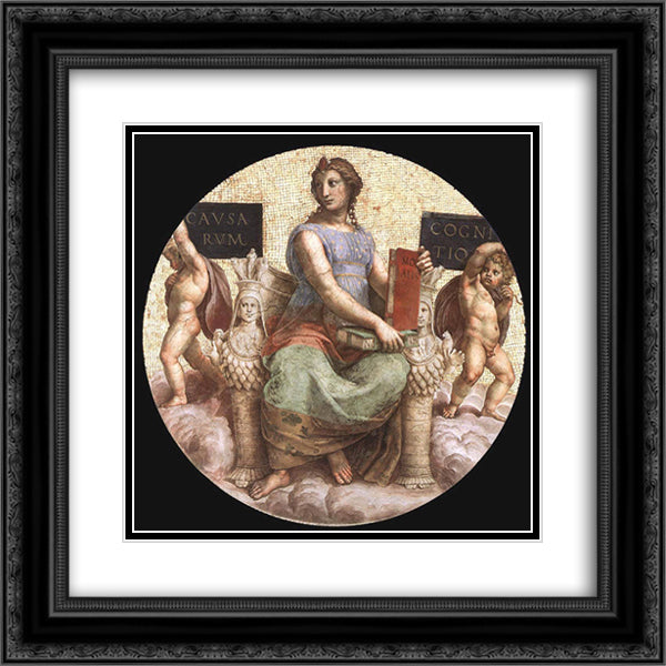 Philosophy, from the 'Stanza della Segnatura' 20x20 Black Ornate Wood Framed Art Print Poster with Double Matting by Raphael