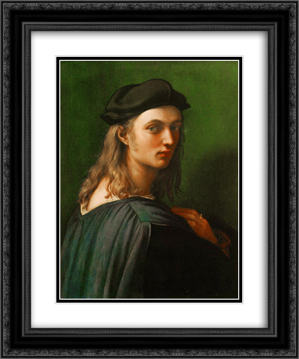 Portrait of Bindo Altoviti 20x24 Black Ornate Wood Framed Art Print Poster with Double Matting by Raphael