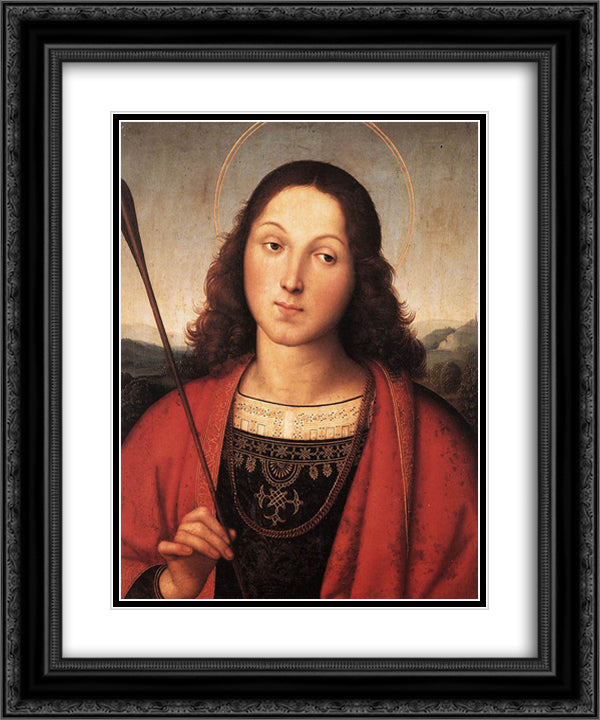 St. Sebastian 20x24 Black Ornate Wood Framed Art Print Poster with Double Matting by Raphael