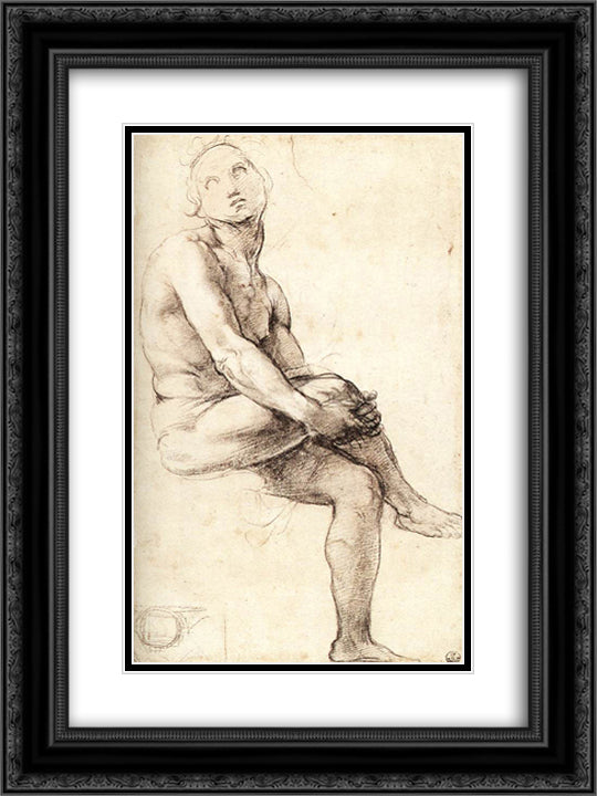 Study for Adam 18x24 Black Ornate Wood Framed Art Print Poster with Double Matting by Raphael