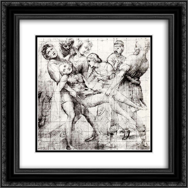 Study for the 'Entombment' in the Galleria Borghese, Rome 20x20 Black Ornate Wood Framed Art Print Poster with Double Matting by Raphael