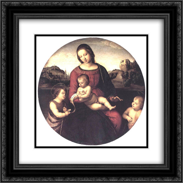 Terranuova Madonna 20x20 Black Ornate Wood Framed Art Print Poster with Double Matting by Raphael