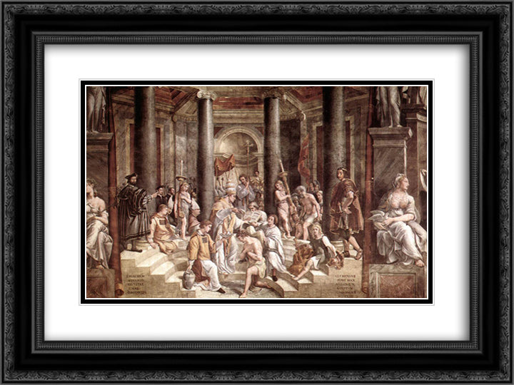 The Baptism of Constantine 24x18 Black Ornate Wood Framed Art Print Poster with Double Matting by Raphael