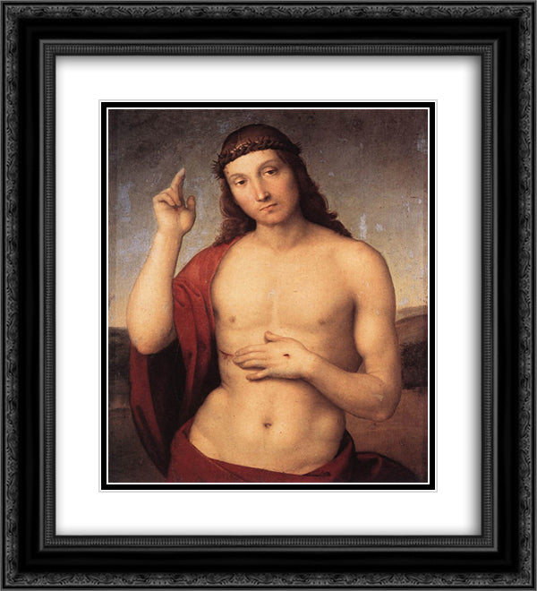 The Blessing Christ 20x22 Black Ornate Wood Framed Art Print Poster with Double Matting by Raphael