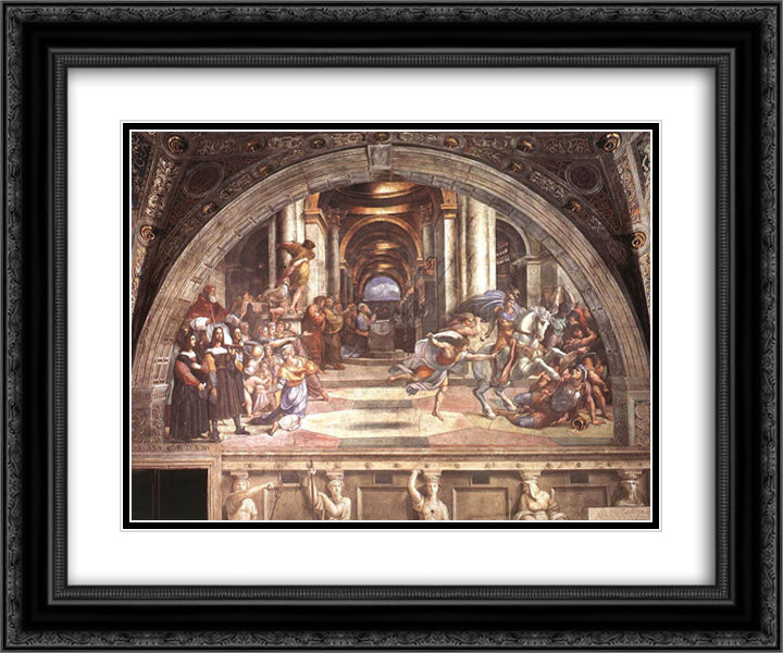 The Expulsion of Heliodorus from the Temple 24x20 Black Ornate Wood Framed Art Print Poster with Double Matting by Raphael