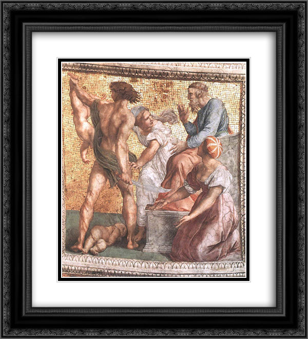 The Judgment of Solomon 20x22 Black Ornate Wood Framed Art Print Poster with Double Matting by Raphael
