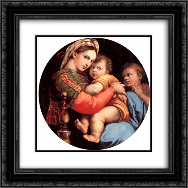 The Madonna of the Chair 20x20 Black Ornate Wood Framed Art Print Poster with Double Matting by Raphael