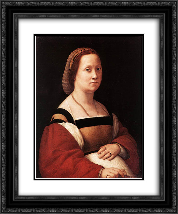 The Pregnant Woman, La Donna Gravida 20x24 Black Ornate Wood Framed Art Print Poster with Double Matting by Raphael