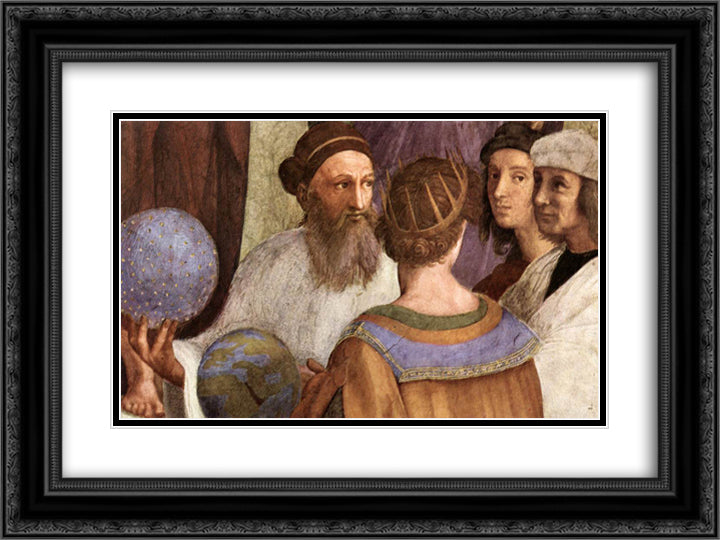 The School of Athens (detail) 24x18 Black Ornate Wood Framed Art Print Poster with Double Matting by Raphael