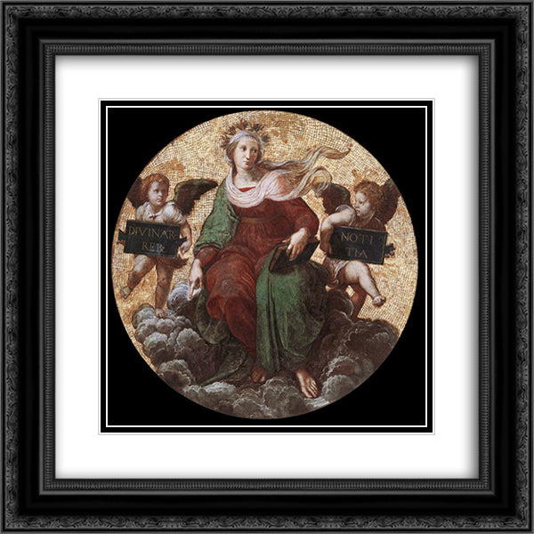 Theology, from the 'Stanza della Segnatura' 20x20 Black Ornate Wood Framed Art Print Poster with Double Matting by Raphael