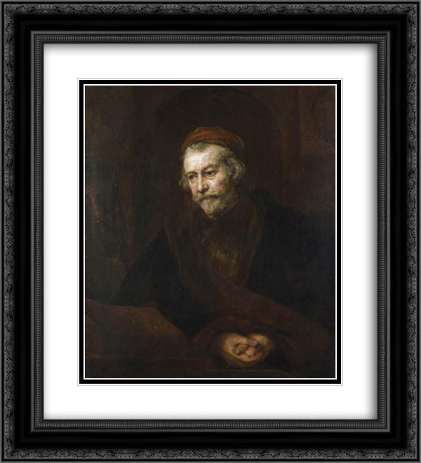 The Apostle Paul 20x22 Black Ornate Wood Framed Art Print Poster with Double Matting by Rembrandt
