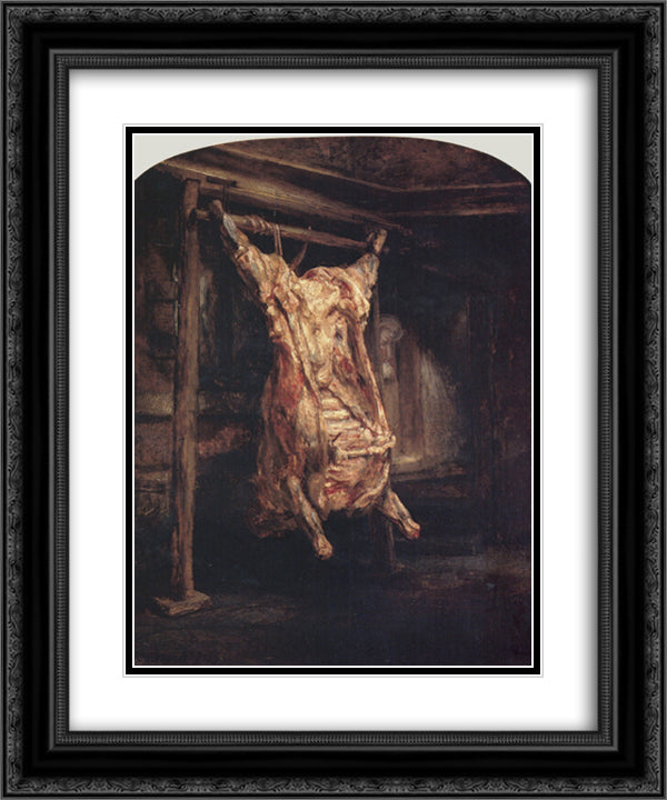 The Carcass of an Ox 20x24 Black Ornate Wood Framed Art Print Poster with Double Matting by Rembrandt