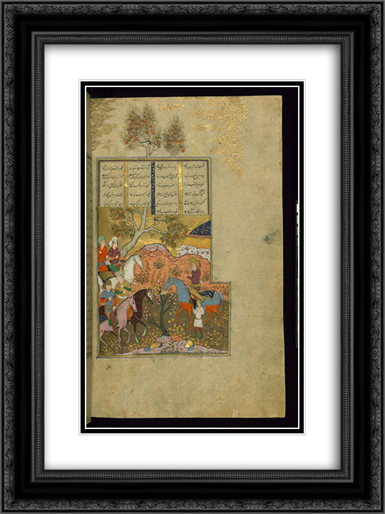 Qubad Discusses Death before Fighting Barman 18x24 Black Ornate Wood Framed Art Print Poster with Double Matting by Abbasi, Reza