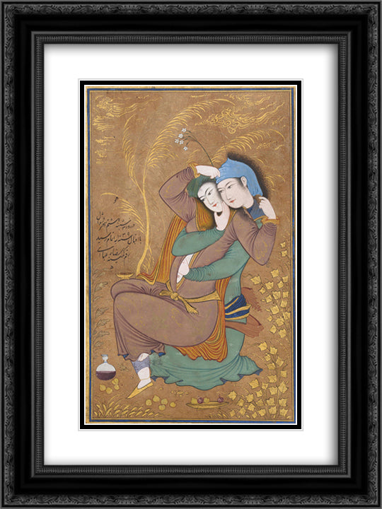 Two Lovers 18x24 Black Ornate Wood Framed Art Print Poster with Double Matting by Abbasi, Reza