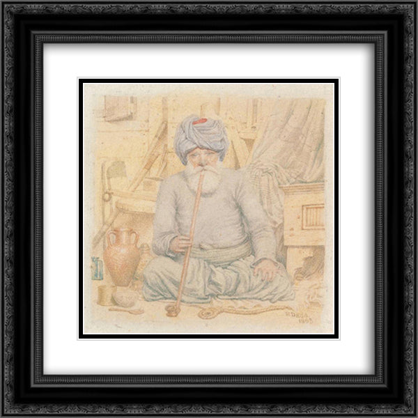 A Turk 20x20 Black Ornate Wood Framed Art Print Poster with Double Matting by Dadd, Richard