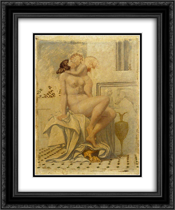 Cupid and Psyche 20x24 Black Ornate Wood Framed Art Print Poster with Double Matting by Dadd, Richard