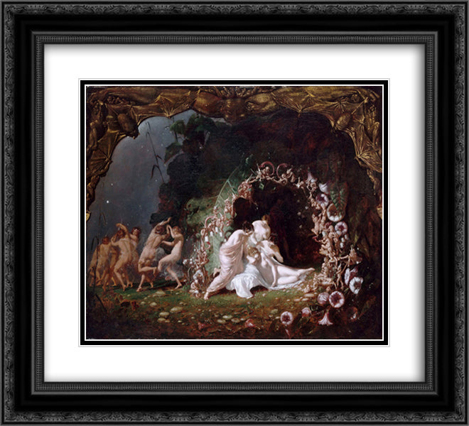 Titania Sleeping 22x20 Black Ornate Wood Framed Art Print Poster with Double Matting by Dadd, Richard