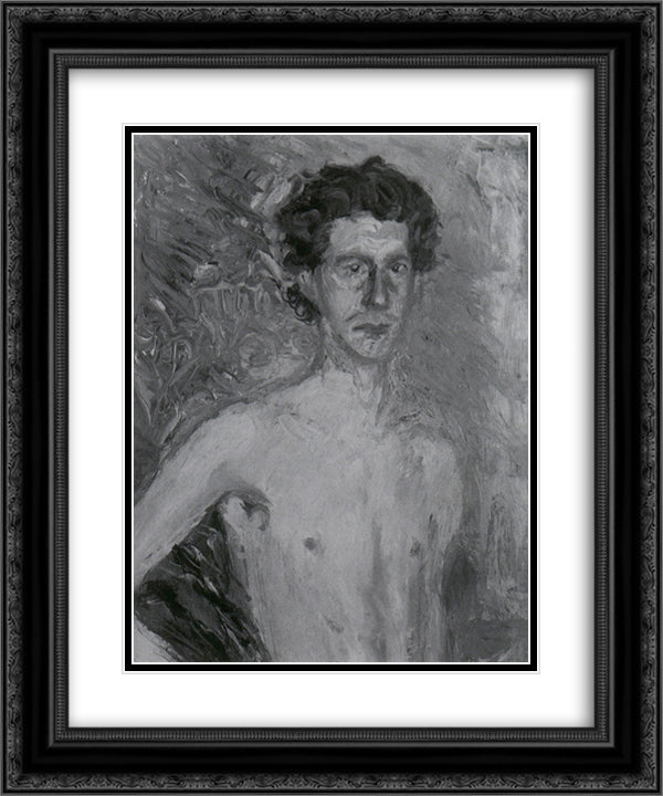 Fragment of a Self-Portrait 20x24 Black Ornate Wood Framed Art Print Poster with Double Matting by Gerstl, Richard