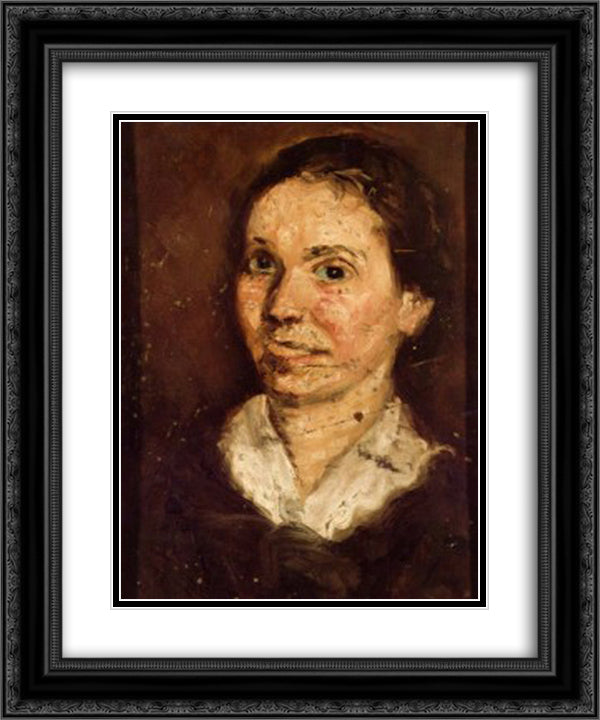Head of a Woman 20x24 Black Ornate Wood Framed Art Print Poster with Double Matting by Gerstl, Richard