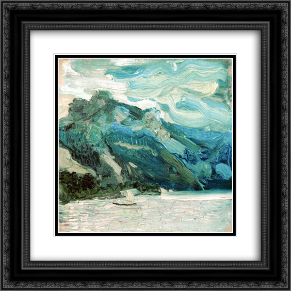 Lake Traunsee with the Schlafende Griechin mountain 20x20 Black Ornate Wood Framed Art Print Poster with Double Matting by Gerstl, Richard