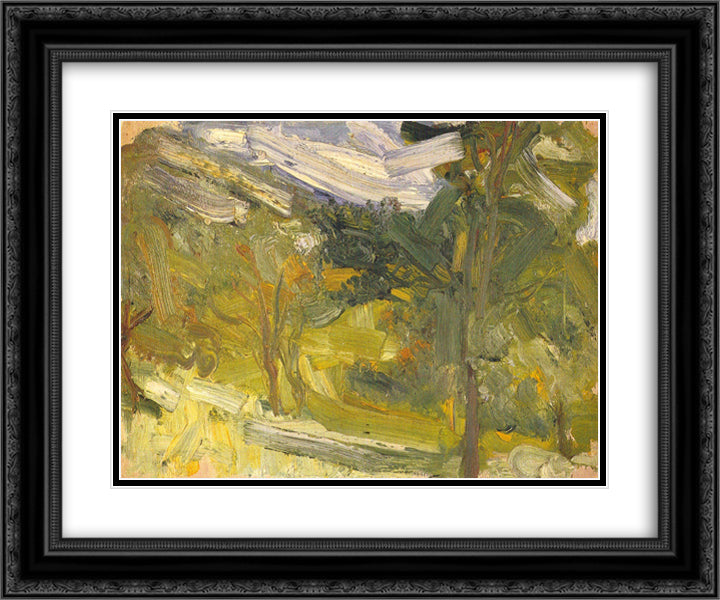 Landscape study 24x20 Black Ornate Wood Framed Art Print Poster with Double Matting by Gerstl, Richard