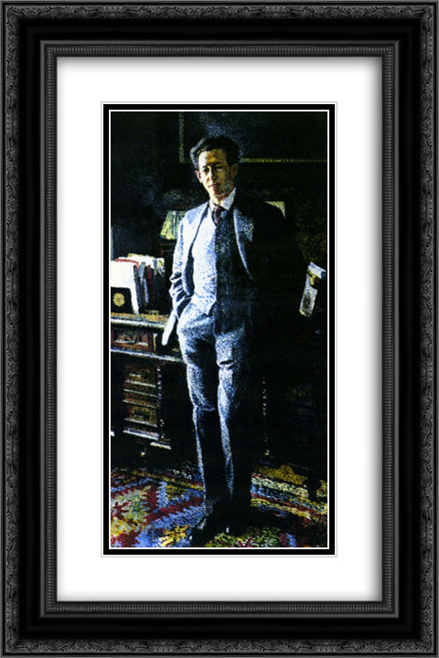 Portrait of a Gentleman 16x24 Black Ornate Wood Framed Art Print Poster with Double Matting by Gerstl, Richard