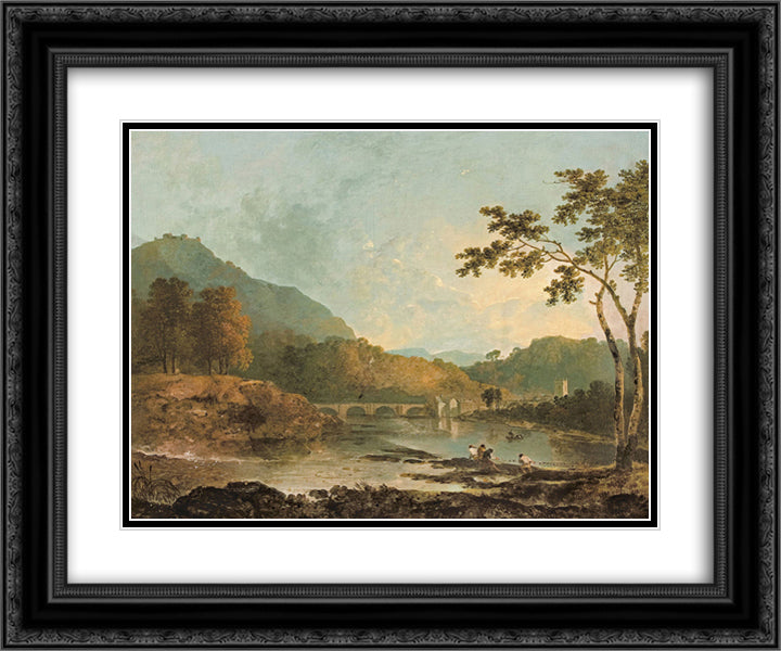 Dinas Bran from Llangollen 24x20 Black Ornate Wood Framed Art Print Poster with Double Matting by Wilson, Richard