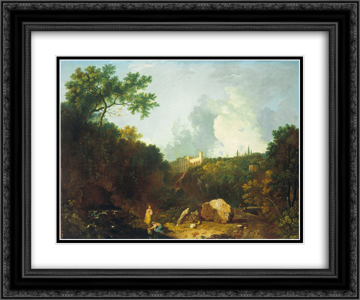 Distant View of Maecenas' Villa, Tivoli 24x20 Black Ornate Wood Framed Art Print Poster with Double Matting by Wilson, Richard