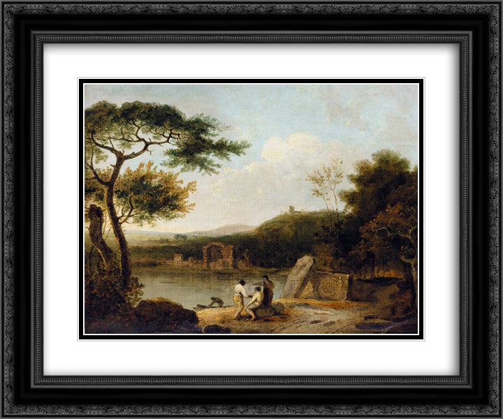 Lake Avernus I 24x20 Black Ornate Wood Framed Art Print Poster with Double Matting by Wilson, Richard