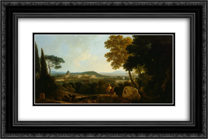 St Peters and the Vatican from the Janiculum, Rome 24x16 Black Ornate Wood Framed Art Print Poster with Double Matting by Wilson, Richard