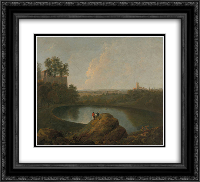 The Head of Lake Nemi 22x20 Black Ornate Wood Framed Art Print Poster with Double Matting by Wilson, Richard