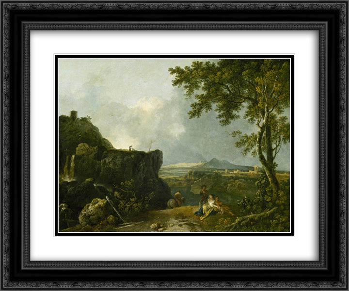 The White Monk 24x20 Black Ornate Wood Framed Art Print Poster with Double Matting by Wilson, Richard