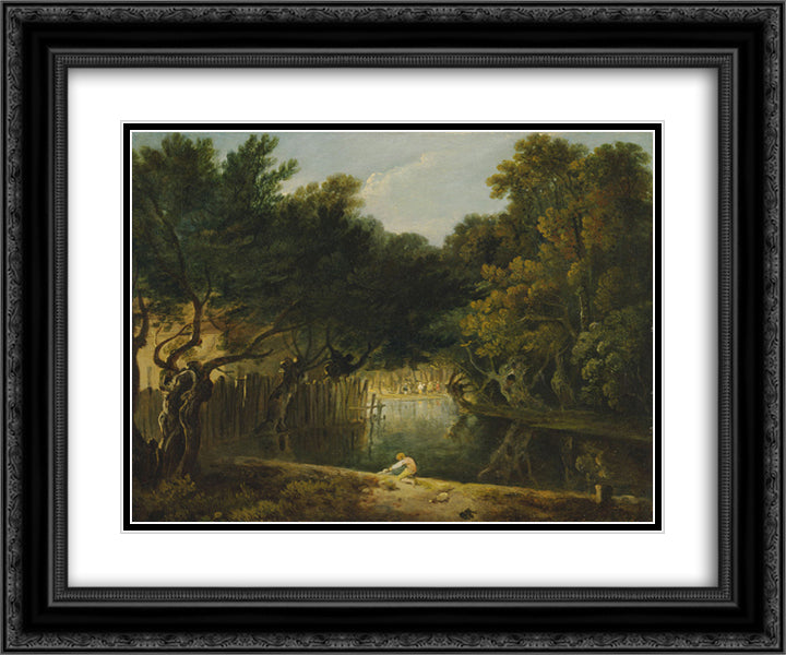 View of the Wilderness in St. James's Park 24x20 Black Ornate Wood Framed Art Print Poster with Double Matting by Wilson, Richard