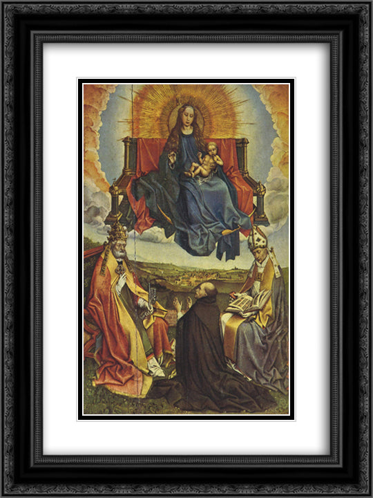 Holy Virgin in Glory 18x24 Black Ornate Wood Framed Art Print Poster with Double Matting by Campin, Robert