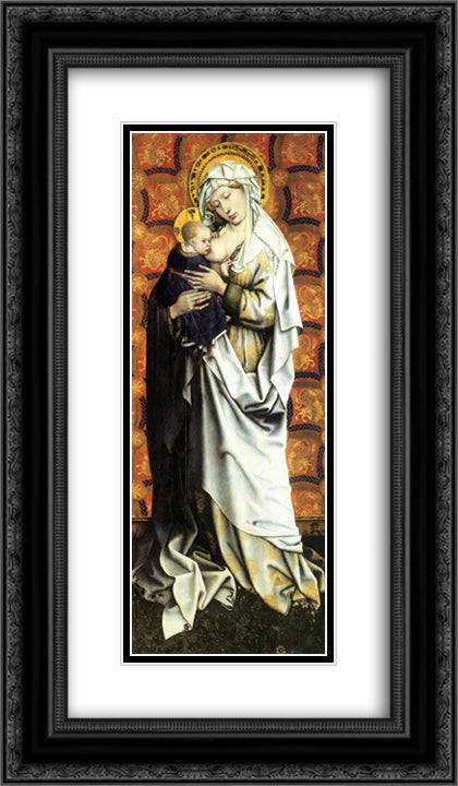 Madonna and Child 14x24 Black Ornate Wood Framed Art Print Poster with Double Matting by Campin, Robert