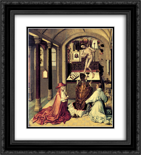 Mass of Saint Gregory 20x22 Black Ornate Wood Framed Art Print Poster with Double Matting by Campin, Robert
