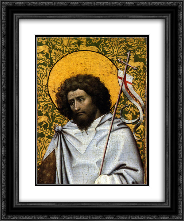 Saint John the Baptist 20x24 Black Ornate Wood Framed Art Print Poster with Double Matting by Campin, Robert