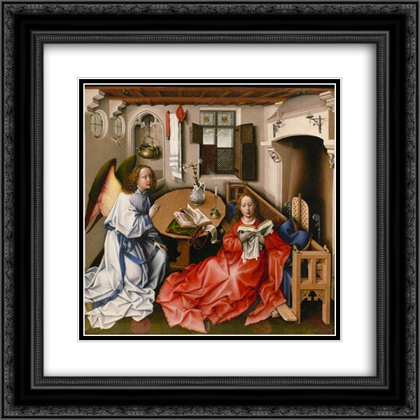 The Merode Altarpiece - The Annunciation 20x20 Black Ornate Wood Framed Art Print Poster with Double Matting by Campin, Robert