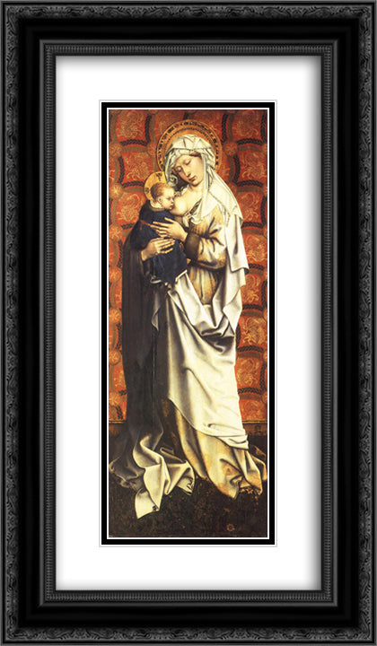 Virgin and Child 14x24 Black Ornate Wood Framed Art Print Poster with Double Matting by Campin, Robert