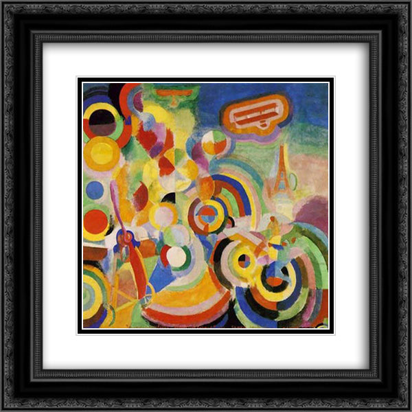 Homage to Bleriot 20x20 Black Ornate Wood Framed Art Print Poster with Double Matting by Delaunay, Robert