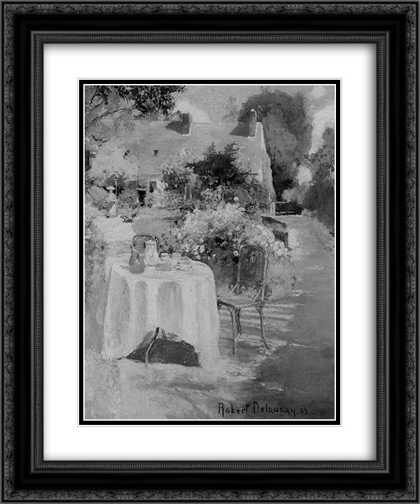 In the Garden 20x24 Black Ornate Wood Framed Art Print Poster with Double Matting by Delaunay, Robert