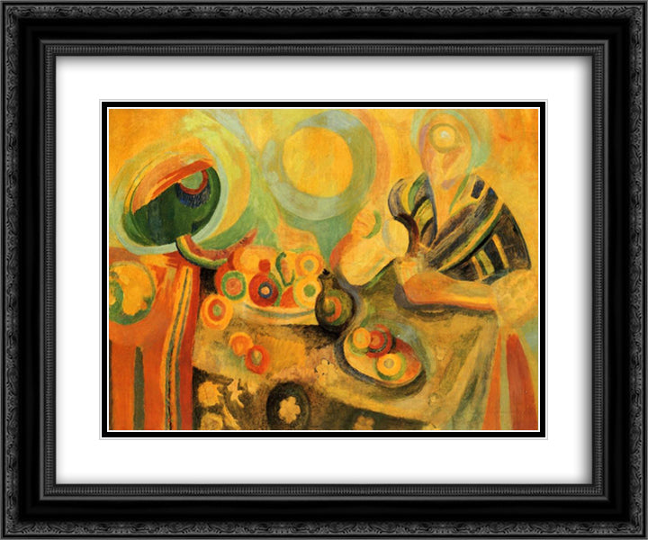 Poring 24x20 Black Ornate Wood Framed Art Print Poster with Double Matting by Delaunay, Robert