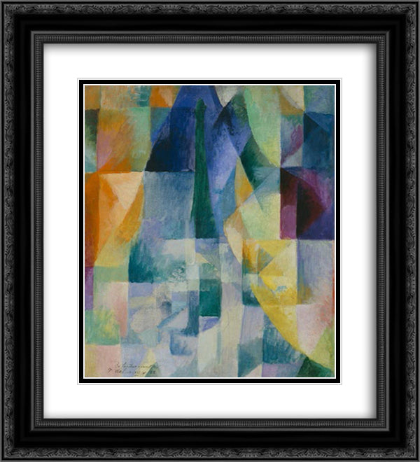 Simultaneous Windows (2nd Motif, 1st Part) 20x22 Black Ornate Wood Framed Art Print Poster with Double Matting by Delaunay, Robert