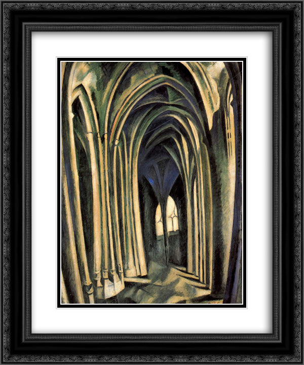 St. Severin, No. 3 20x24 Black Ornate Wood Framed Art Print Poster with Double Matting by Delaunay, Robert