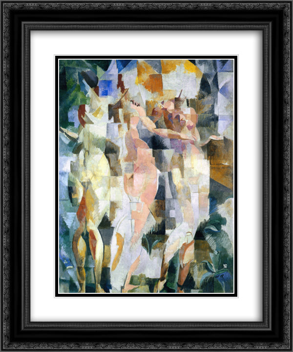 The Three Graces 20x24 Black Ornate Wood Framed Art Print Poster with Double Matting by Delaunay, Robert