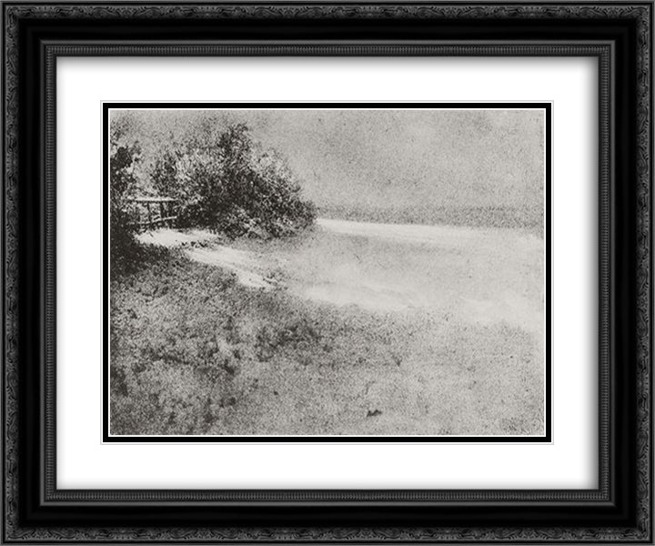 Hedgerow Under the Snow, Villiers 24x20 Black Ornate Wood Framed Art Print Poster with Double Matting by Demachy, Robert