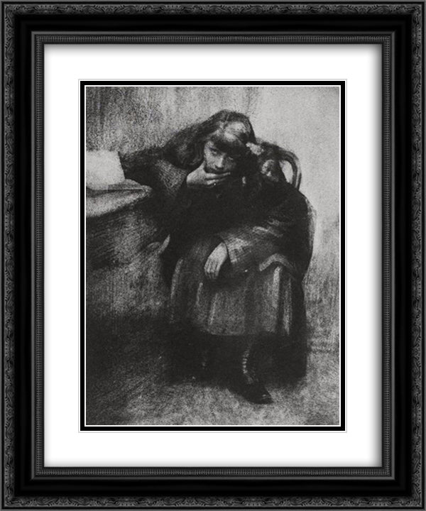 Miss S 20x24 Black Ornate Wood Framed Art Print Poster with Double Matting by Demachy, Robert