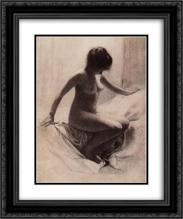 Study 20x24 Black Ornate Wood Framed Art Print Poster with Double Matting by Demachy, Robert