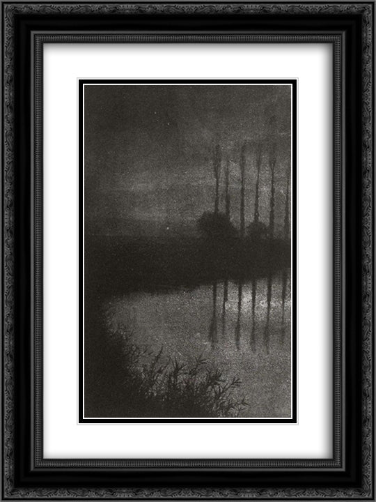 Twilight near Croissy 18x24 Black Ornate Wood Framed Art Print Poster with Double Matting by Demachy, Robert