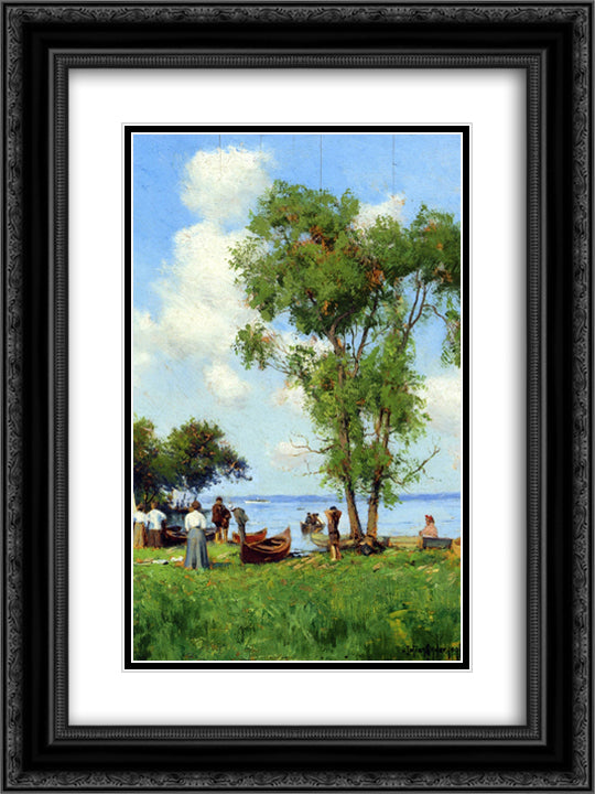 A Thousand Islands, St. Lawrence River 18x24 Black Ornate Wood Framed Art Print Poster with Double Matting by Onderdonk, Robert Julian